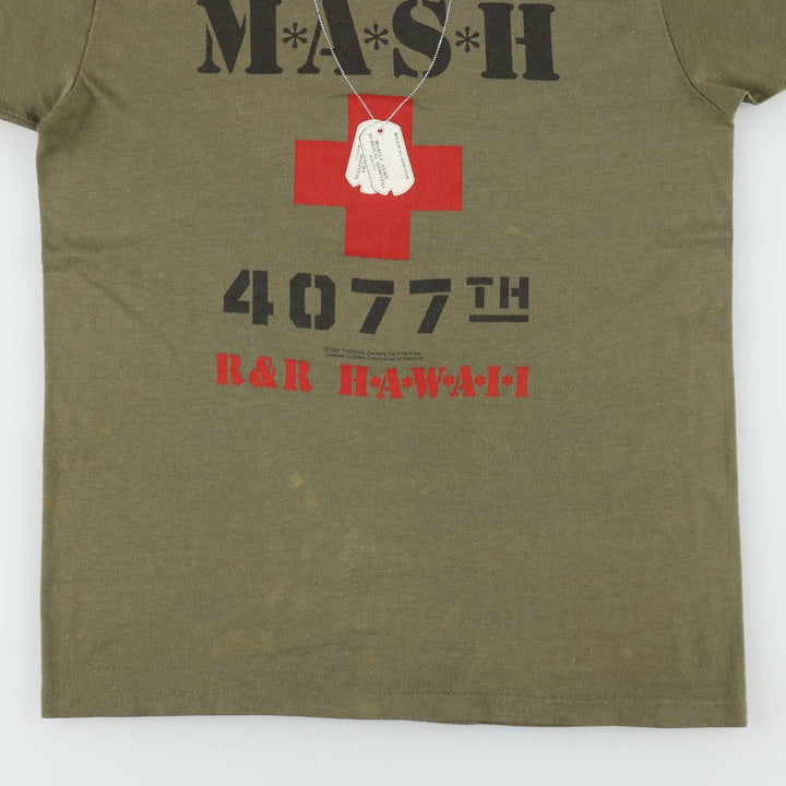 80'S Screen Stars Mash Movie T-Shirt, Made in USA, Women's Size M (approx.), Vintage cotton Khaki type Vintage Second Hand