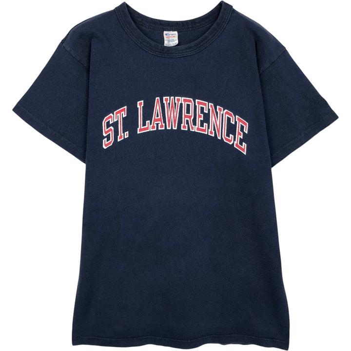 80'S Champion Tricolor Tag College T-Shirt, Made in USA, Women's Size M (Equivalent), Vintage cotton navy blue type Vintage Second Hand