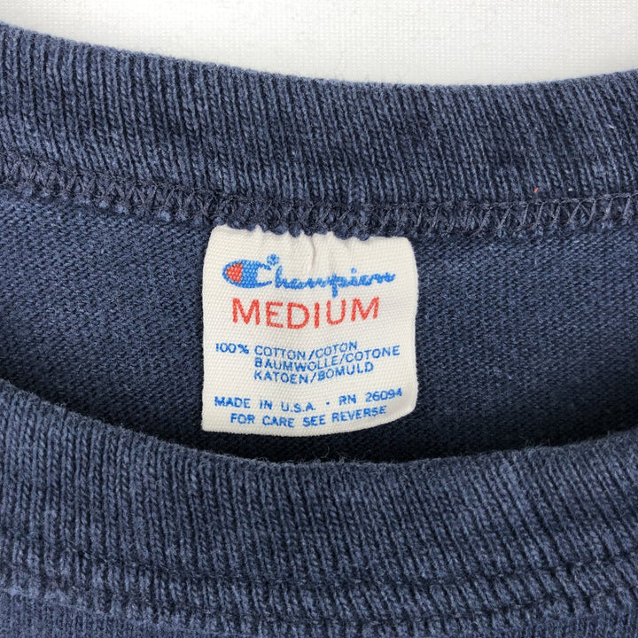 80'S Champion Tricolor Tag College T-Shirt, Made in USA, Women's Size M (Equivalent), Vintage cotton navy blue type Vintage Second Hand