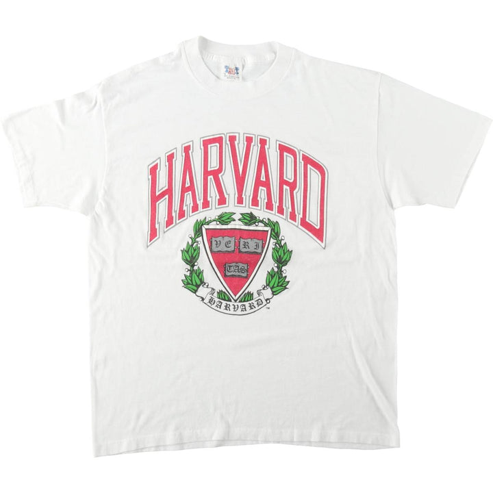 70s-80'S TNT HARVARD Harvard University College T-shirt, Made in USA, Women's XL equivalent, Vintage polyester white type Vintage Second Hand