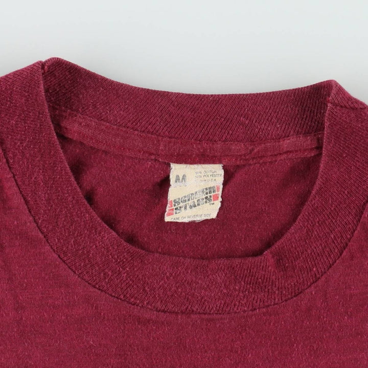 80'S Screen Stars College T-shirt, Made in USA, Women's Size M (approx.), Vintage cotton wine-red Vintage Second Hand