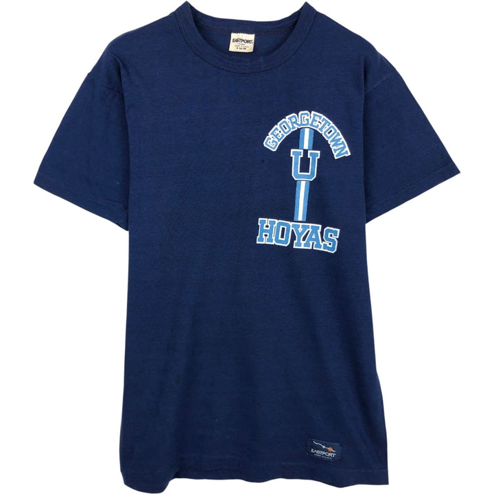 80'S Eastport College T-shirt, Made in USA, Men's Size S (approx.), Vintage cotton navy blue type Vintage Second Hand