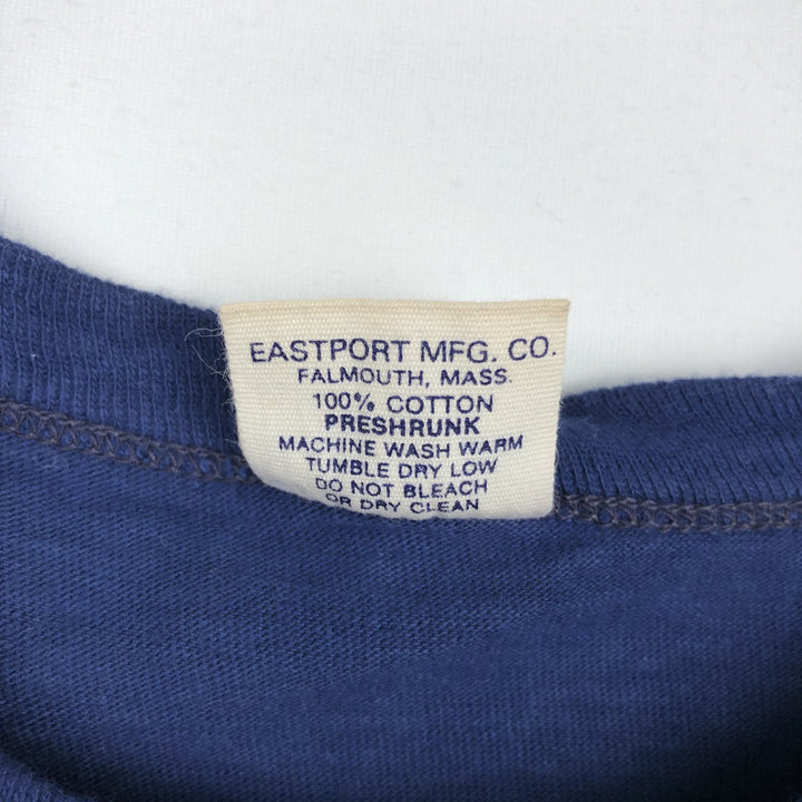 80'S Eastport College T-shirt, Made in USA, Men's Size S (approx.), Vintage cotton navy blue type Vintage Second Hand