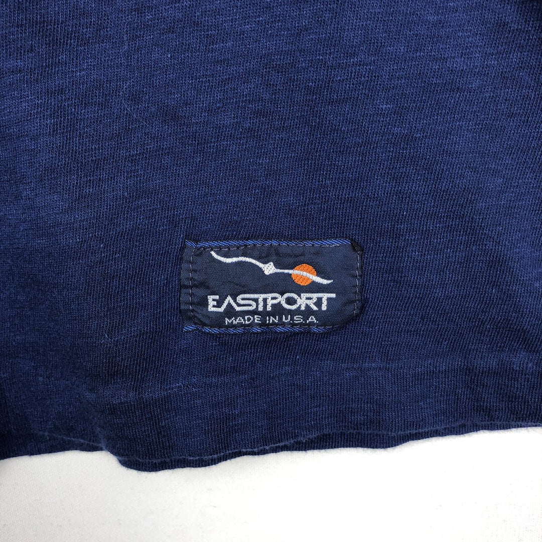 80'S Eastport College T-shirt, Made in USA, Men's Size S (approx.), Vintage cotton navy blue type Vintage Second Hand