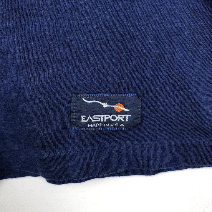 80'S Eastport College T-shirt, Made in USA, Men's Size S (approx.), Vintage cotton navy blue type Vintage Second Hand