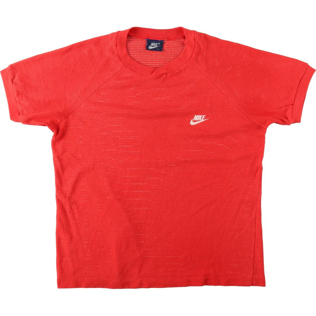 80'S Nike Navy Tag Mesh Logo Print T-Shirt, Women's Size L (approx.), Vintage unclear red type Vintage Second Hand