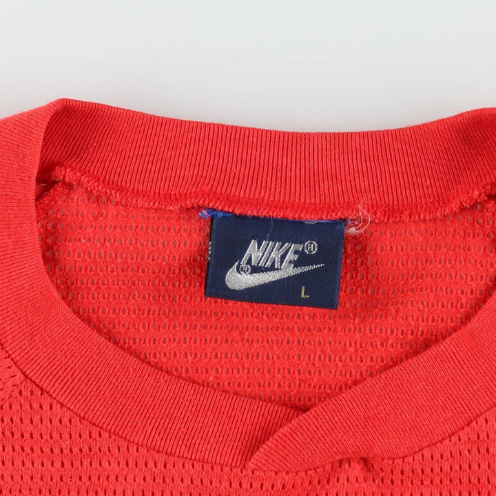 80'S Nike Navy Tag Mesh Logo Print T-Shirt, Women's Size L (approx.), Vintage unclear red type Vintage Second Hand