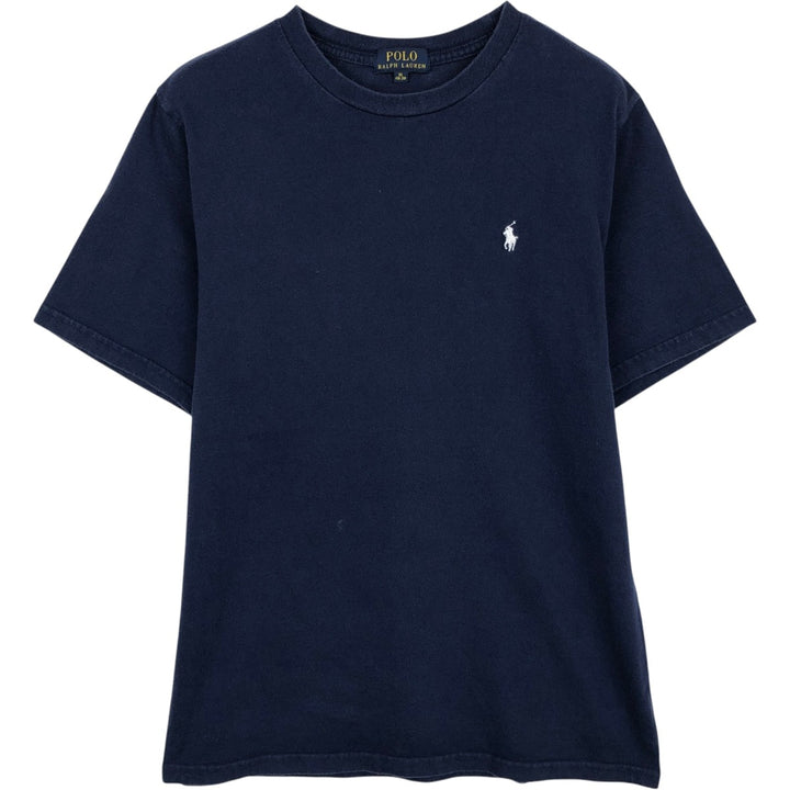 Ralph Lauren POLO RALPH LAUREN Short-Sleeve T-Shirt with One-Point Logo, Women's Size M (approx.) cotton navy blue type Vintage Second Hand