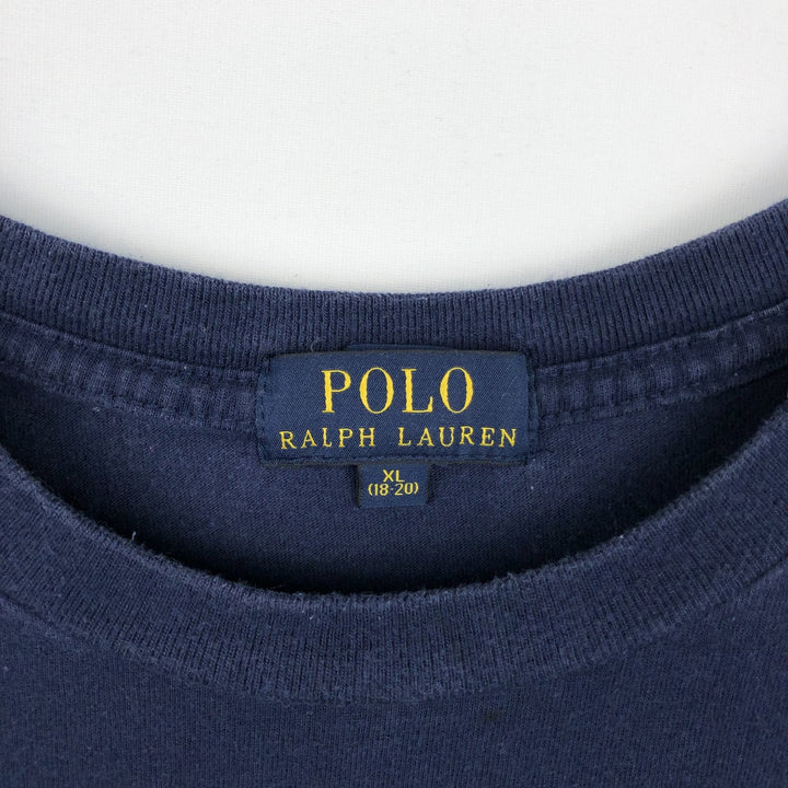 Ralph Lauren POLO RALPH LAUREN Short-Sleeve T-Shirt with One-Point Logo, Women's Size M (approx.) cotton navy blue type Vintage Second Hand