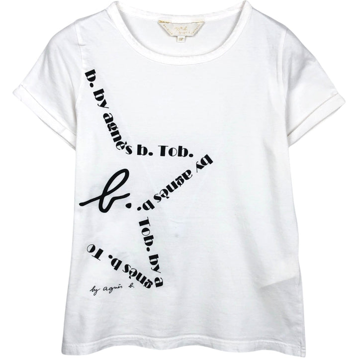 agnes b. To b.by agnes b. Short-sleeved printed T-shirt, women's size S (equivalent) cotton white type Vintage Second Hand