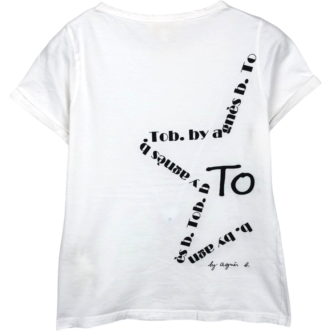 agnes b. To b.by agnes b. Short-sleeved printed T-shirt, women's size S (equivalent) cotton white type Vintage Second Hand