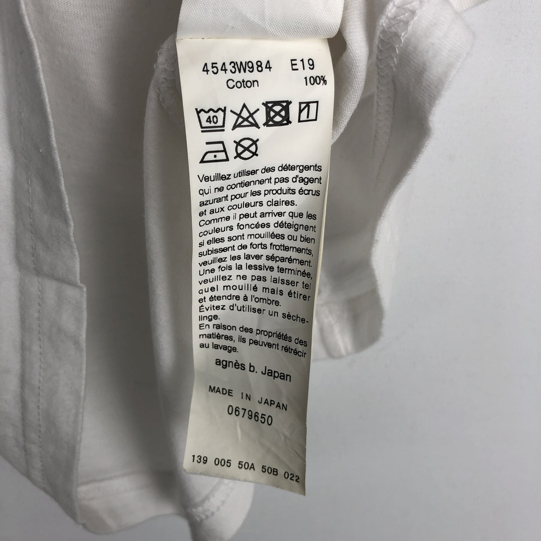 agnes b. To b.by agnes b. Short-sleeved printed T-shirt, women's size S (equivalent) cotton white type Vintage Second Hand