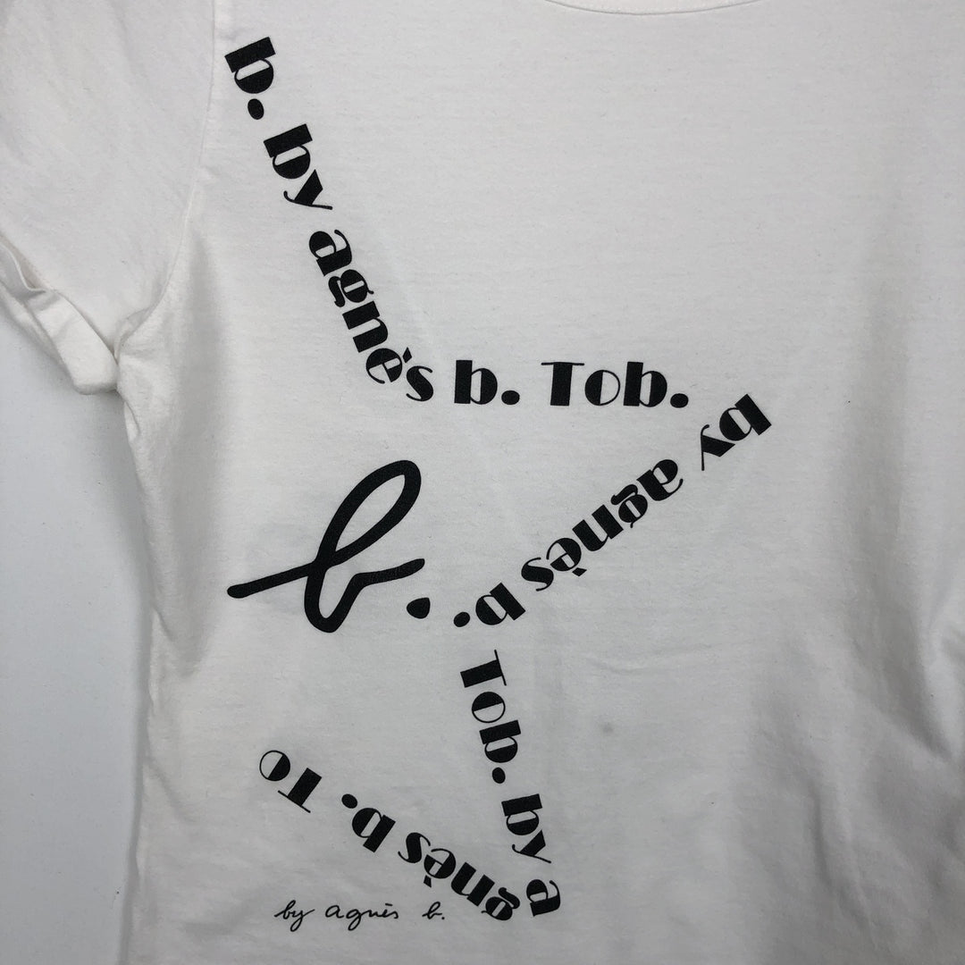agnes b. To b.by agnes b. Short-sleeved printed T-shirt, women's size S (equivalent) cotton white type Vintage Second Hand