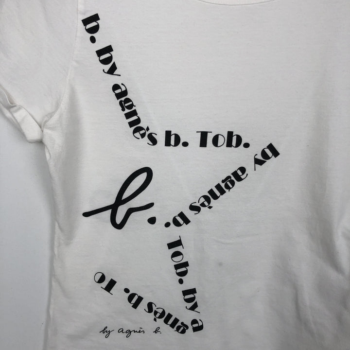 agnes b. To b.by agnes b. Short-sleeved printed T-shirt, women's size S (equivalent) cotton white type Vintage Second Hand