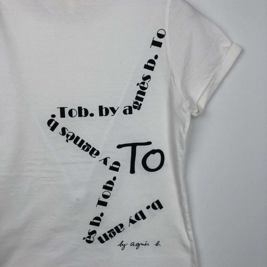 agnes b. To b.by agnes b. Short-sleeved printed T-shirt, women's size S (equivalent) cotton white type Vintage Second Hand