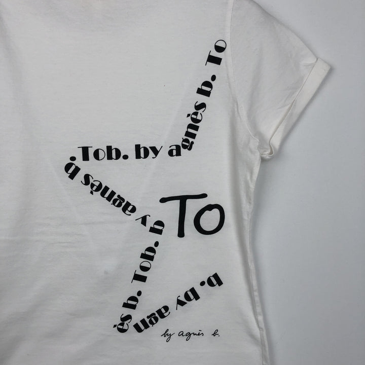 agnes b. To b.by agnes b. Short-sleeved printed T-shirt, women's size S (equivalent) cotton white type Vintage Second Hand