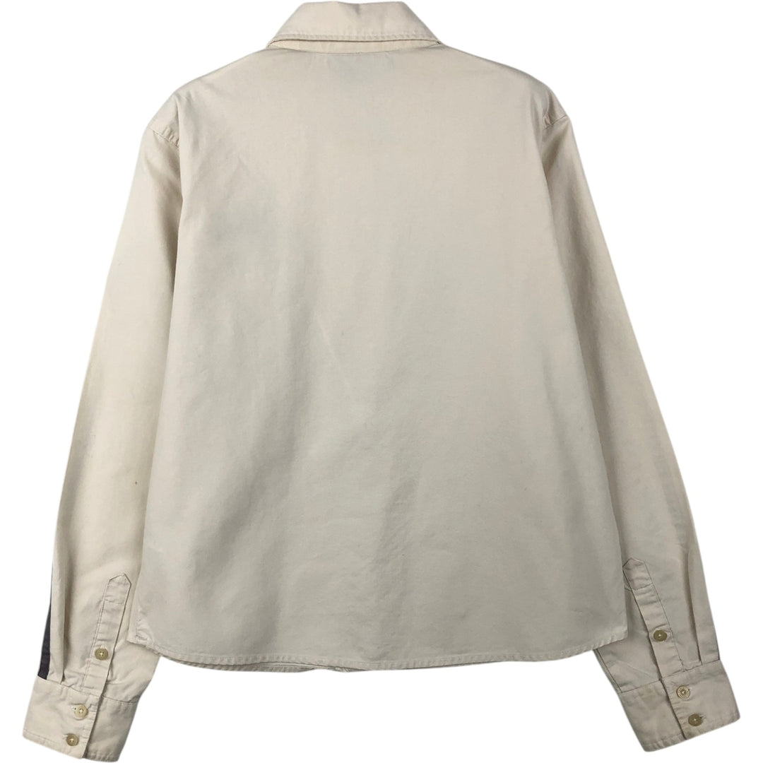 Harley-Davidson Motorcycle Long-Sleeve Cotton Work Shirt, Women's Size L (approx.) cotton ivory Vintage Second Hand