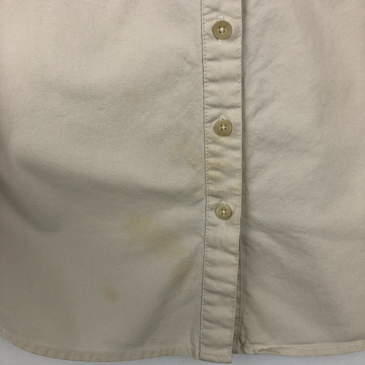 Harley-Davidson Motorcycle Long-Sleeve Cotton Work Shirt, Women's Size L (approx.) cotton ivory Vintage Second Hand
