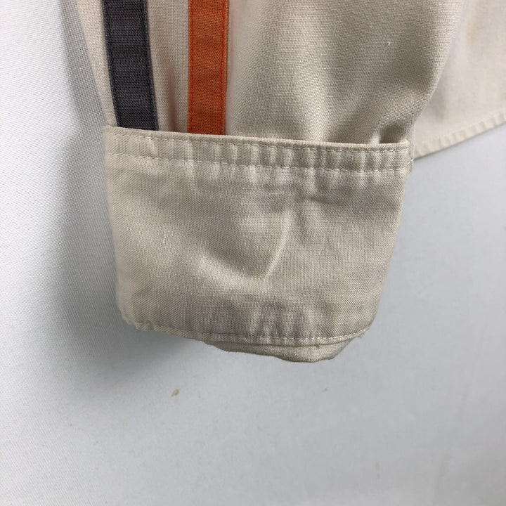 Harley-Davidson Motorcycle Long-Sleeve Cotton Work Shirt, Women's Size L (approx.) cotton ivory Vintage Second Hand