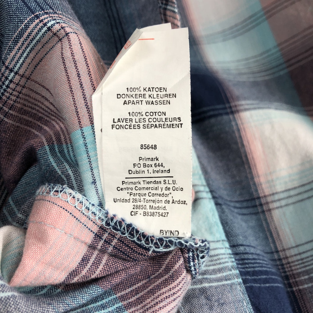 Atmosphere Check Pattern Long-Sleeve Western Shirt (Women's Size XS) cotton pink type Vintage Second Hand
