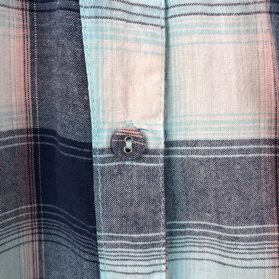 Atmosphere Check Pattern Long-Sleeve Western Shirt (Women's Size XS) cotton pink type Vintage Second Hand