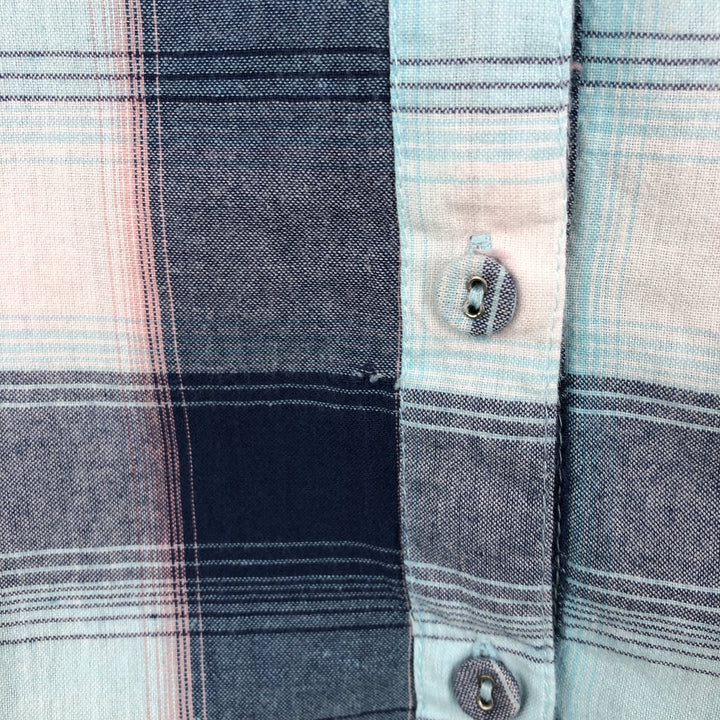 Atmosphere Check Pattern Long-Sleeve Western Shirt (Women's Size XS) cotton pink type Vintage Second Hand
