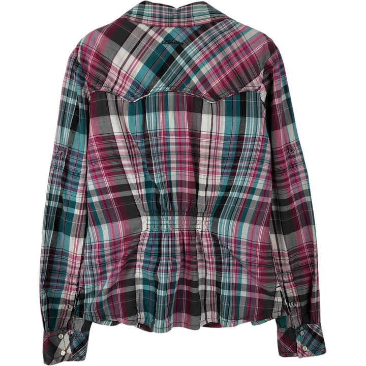 s.Oliver QS Check Pattern Long-Sleeve Western Shirt, Women's Size S (Equivalent), Skipper Neck cotton Blue type light blue Vintage Second Hand