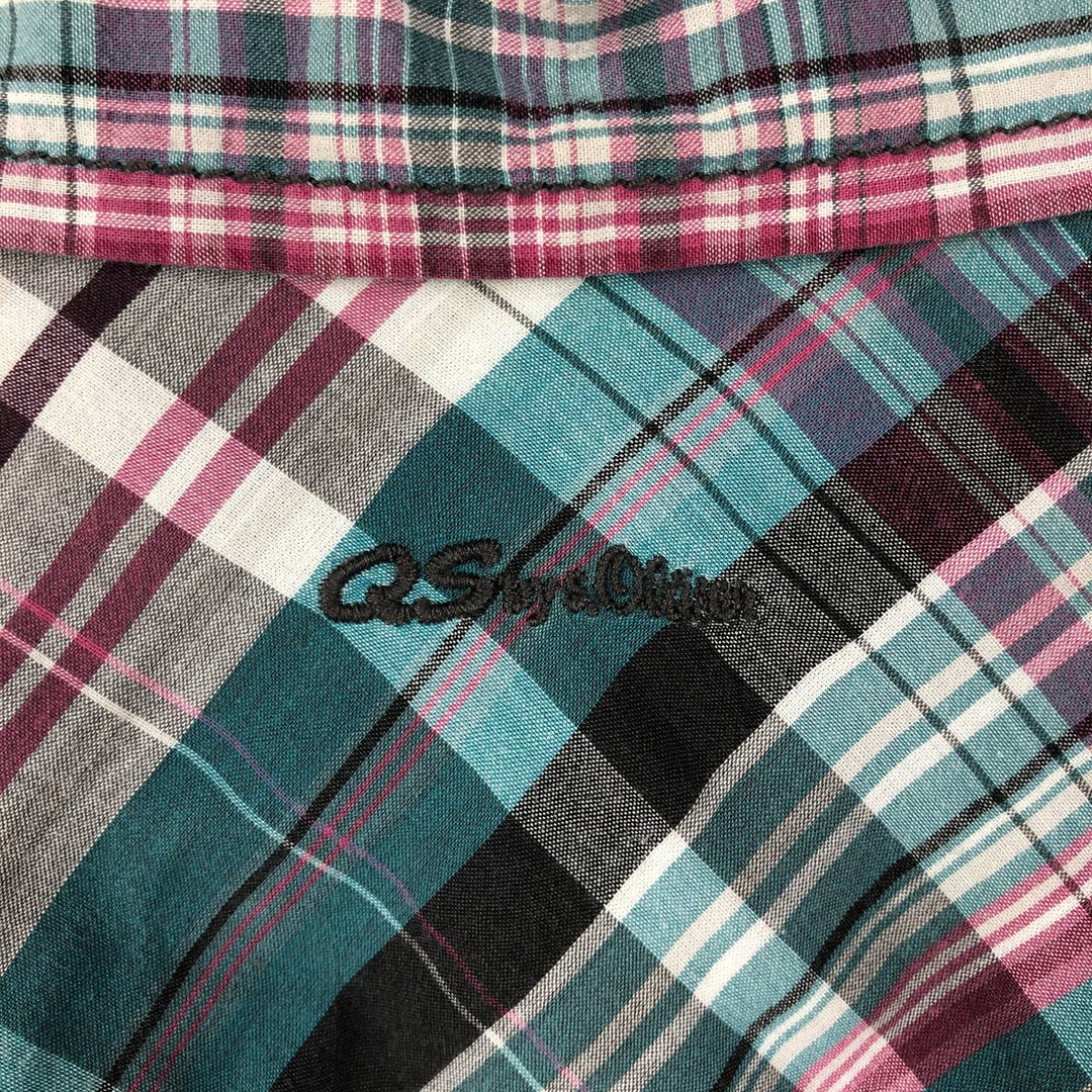 s.Oliver QS Check Pattern Long-Sleeve Western Shirt, Women's Size S (Equivalent), Skipper Neck cotton Blue type light blue Vintage Second Hand