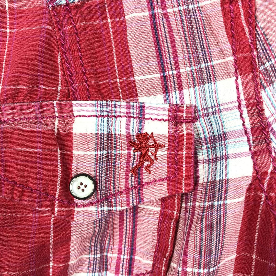 Esprit EDC Check Pattern Long-Sleeve Western Shirt, Women's Size M (approx.) cotton pink type Vintage Second Hand
