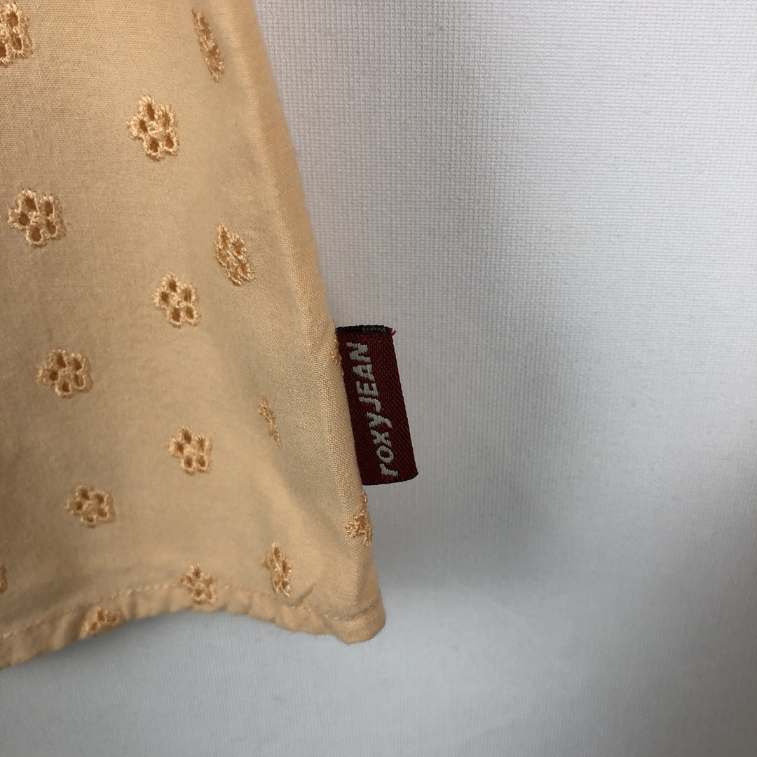 Roxy Jeans Floral Cutwork Embroidery Long-Sleeve Western Shirt (Women's Size S) cotton orange type Vintage Second Hand