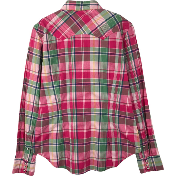 Ralph Lauren SPORT Check Pattern Long-Sleeve Western Shirt, Women's Size S (approx.) cotton pink type Vintage Second Hand