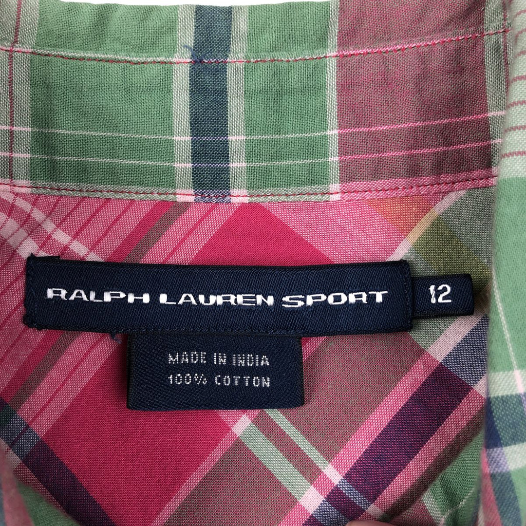 Ralph Lauren SPORT Check Pattern Long-Sleeve Western Shirt, Women's Size S (approx.) cotton pink type Vintage Second Hand
