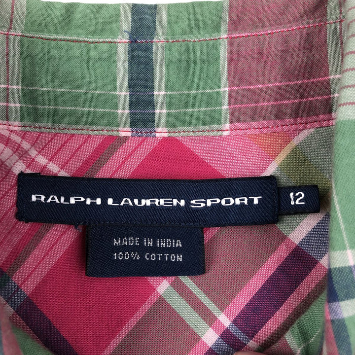 Ralph Lauren SPORT Check Pattern Long-Sleeve Western Shirt, Women's Size S (approx.) cotton pink type Vintage Second Hand