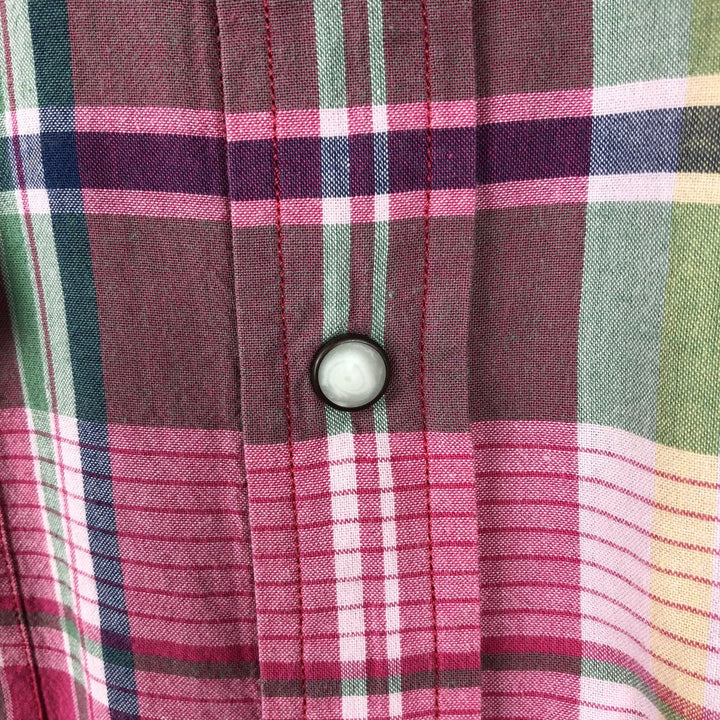 Ralph Lauren SPORT Check Pattern Long-Sleeve Western Shirt, Women's Size S (approx.) cotton pink type Vintage Second Hand