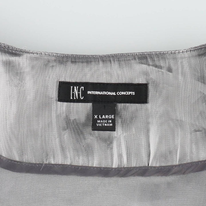 INC INTERNATIONAL CONCEPTS Cache-Coeur Long-Sleeve Sheer Blouse (Women's Size XL) unclear Silver type Vintage Second Hand