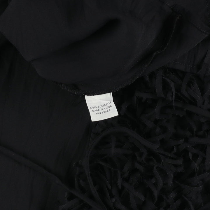 JAIPUR Fringe Long-Sleeve Sheer Blouse, Women's Size L (approx.) polyester black type Vintage Second Hand