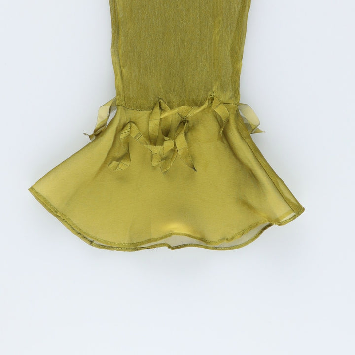 M Solo Bell Sleeve Long Sleeve Sheer Blouse (Women's Size S) polyester green type yellow green Vintage Second Hand