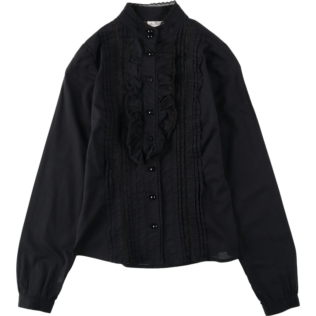 Alice Temperley Cutwork Embroidery Long-Sleeve Frill Blouse (Women's Size XS) cotton black type Vintage Second Hand