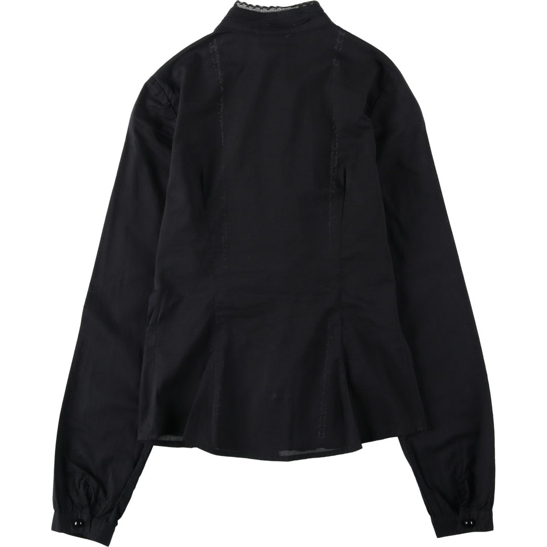Alice Temperley Cutwork Embroidery Long-Sleeve Frill Blouse (Women's Size XS) cotton black type Vintage Second Hand