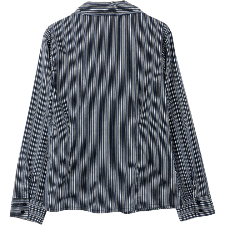 Street One Multi-Stripe Skipper Neck Long Sleeve Pullover Blouse (Women's Size S) unclear blue type Vintage Second Hand