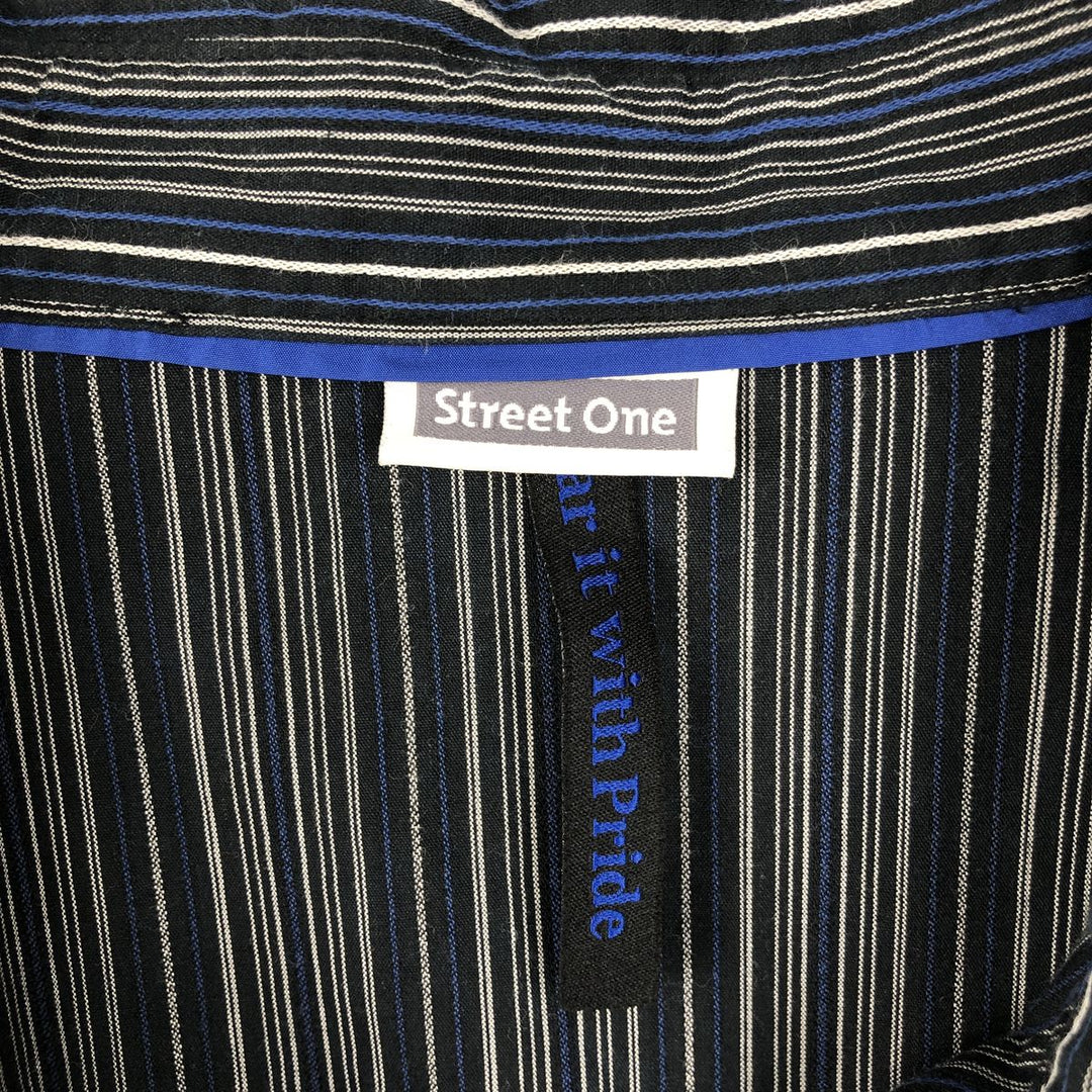 Street One Multi-Stripe Skipper Neck Long Sleeve Pullover Blouse (Women's Size S) unclear blue type Vintage Second Hand