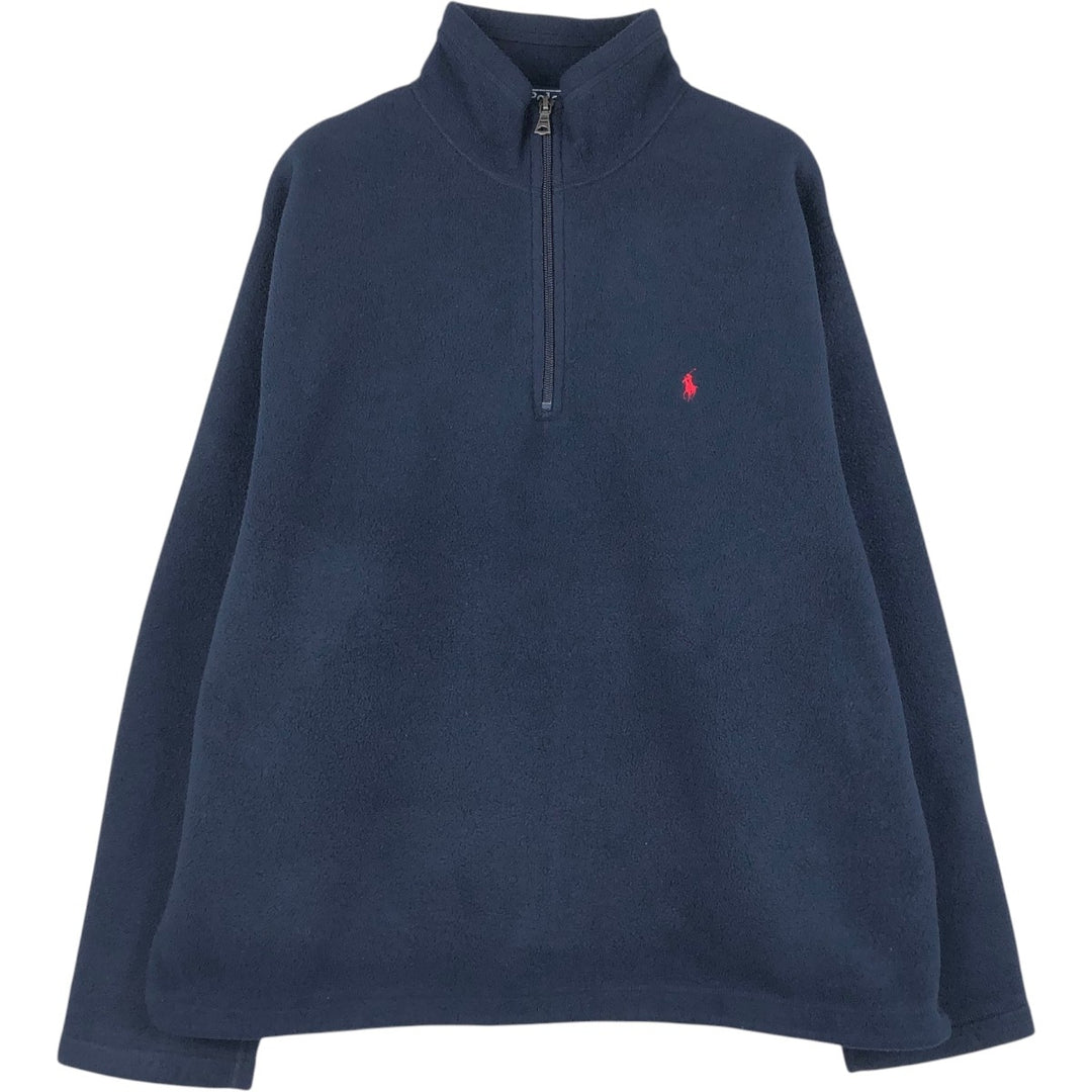 Ralph Lauren POLO by Ralph Lauren Half-Zip Fleece Pullover, Men's Size L polyester navy blue type Vintage Second Hand