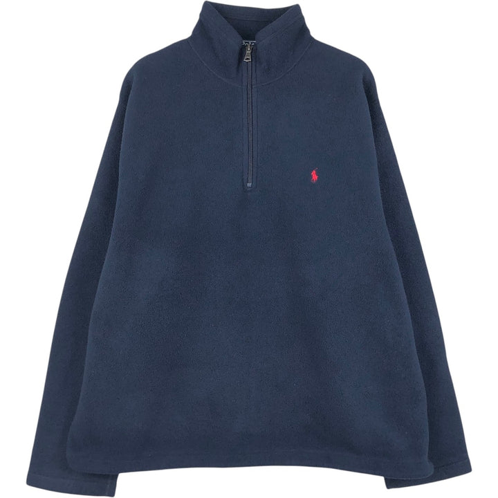 Ralph Lauren POLO by Ralph Lauren Half-Zip Fleece Pullover, Men's Size L polyester navy blue type Vintage Second Hand