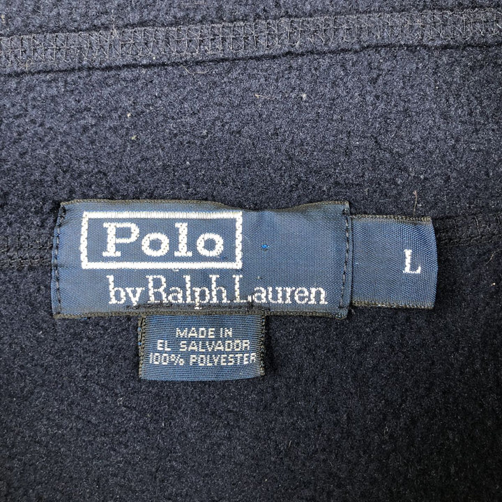 Ralph Lauren POLO by Ralph Lauren Half-Zip Fleece Pullover, Men's Size L polyester navy blue type Vintage Second Hand