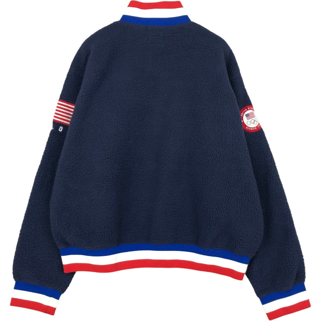 Ralph Lauren POLO RALPH LAUREN American flag print half-zip fleece pullover, 2022 Beijing Olympics, men's size XL equivalent. recycled polyester navy blue type Vintage Second Hand