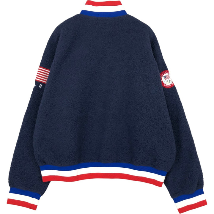 Ralph Lauren POLO RALPH LAUREN American flag print half-zip fleece pullover, 2022 Beijing Olympics, men's size XL equivalent. recycled polyester navy blue type Vintage Second Hand