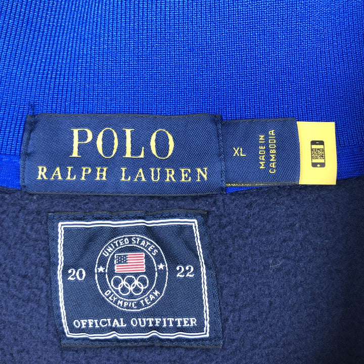 Ralph Lauren POLO RALPH LAUREN American flag print half-zip fleece pullover, 2022 Beijing Olympics, men's size XL equivalent. recycled polyester navy blue type Vintage Second Hand