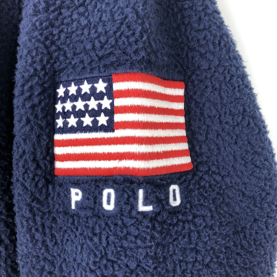 Ralph Lauren POLO RALPH LAUREN American flag print half-zip fleece pullover, 2022 Beijing Olympics, men's size XL equivalent. recycled polyester navy blue type Vintage Second Hand