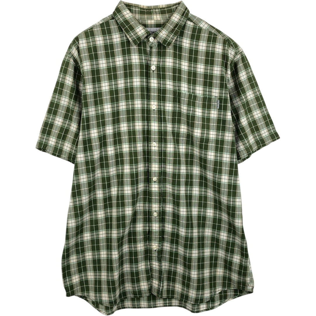 Carhartt Check Pattern Short Sleeve Work Shirt, Men's XL cotton Khaki type Vintage Second Hand