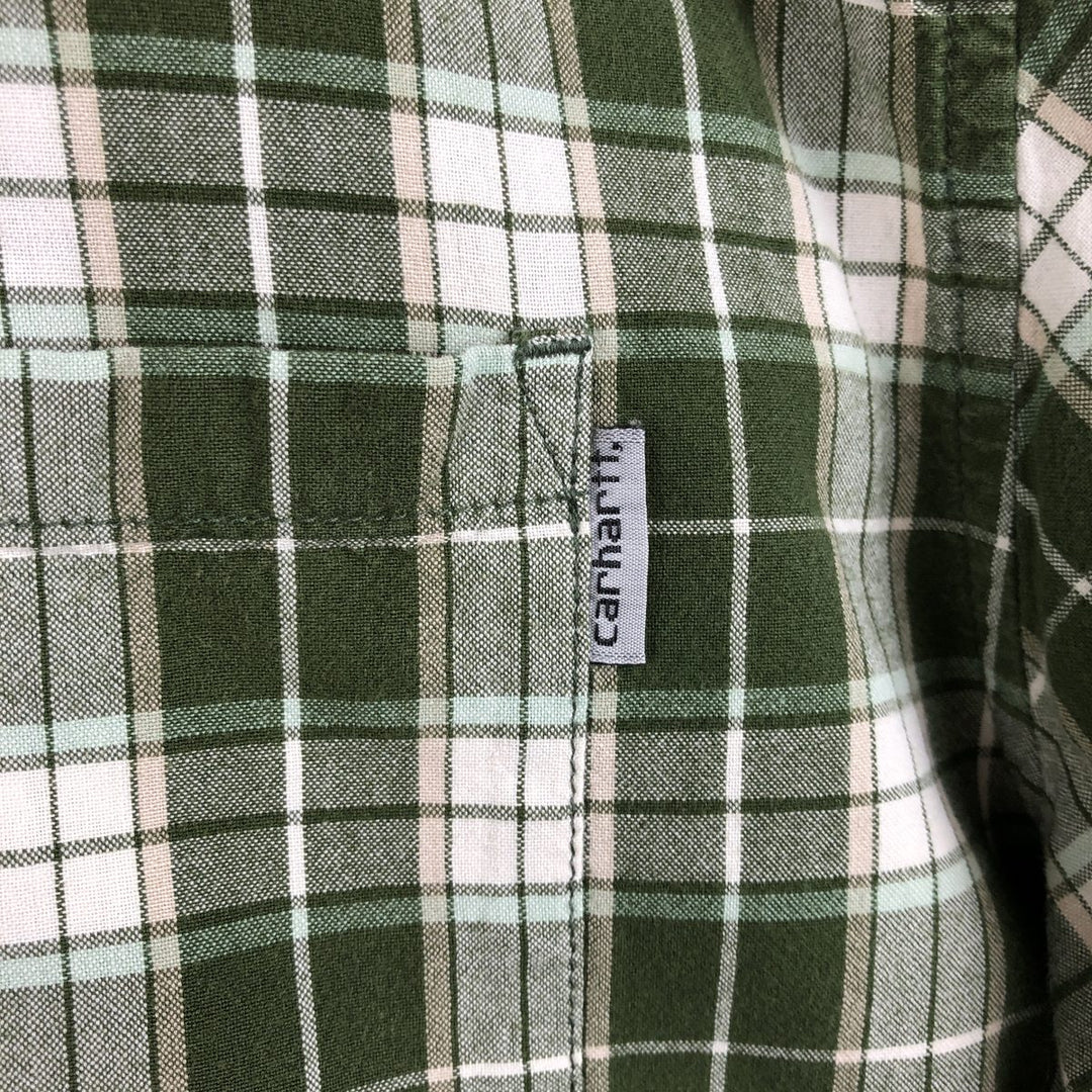 Carhartt Check Pattern Short Sleeve Work Shirt, Men's XL cotton Khaki type Vintage Second Hand